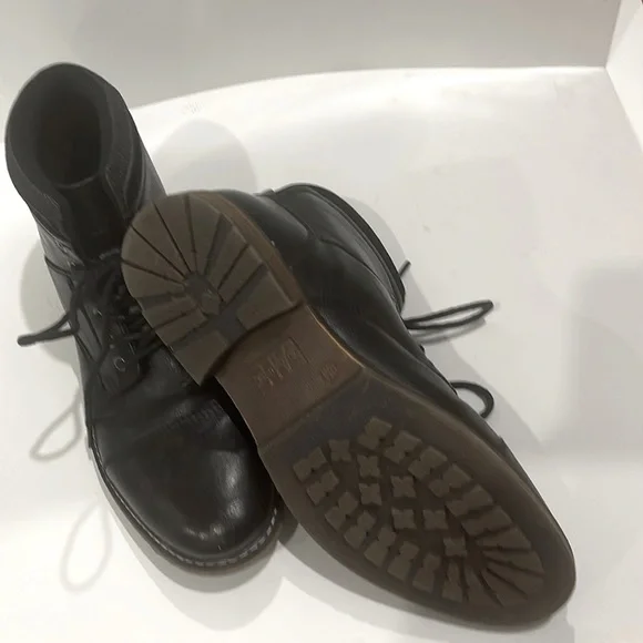 Ashford Hayes Men's Black Faux Leather Boots Size 9Medium Lace Up Good Condition - Picture 11 of 13